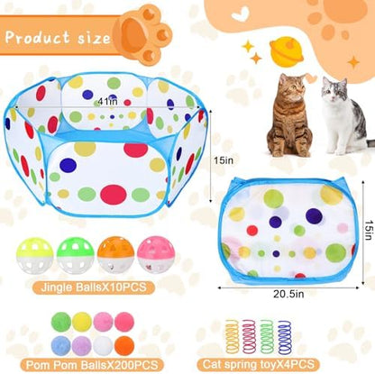 Palksky Ball Pit with 210 Toy Balls and 4 Spring Toys - Interactive Cat Toys for Bored Indoor Cats Self Play, Enrichment Toy for Fun and Exercise - Image 5