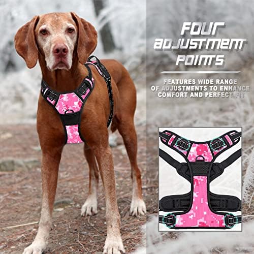BARKBAY No Pull Dog Harness Front Clip Heavy Duty Reflective Easy Control Handle for Large Dog Walking(Pink camo,XL) - Image 6