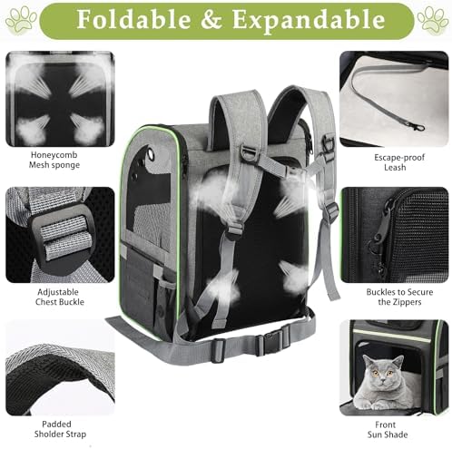 Cat Carrier Backpack, Large Cat Backpack Carrier Soft, Expandable Airline Approved Cat Carrier for Small Dogs Puppies Medium Cats Suitable for Hiking/Camping - Image 6