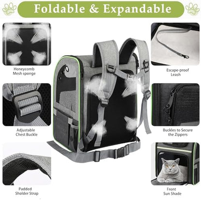 Cat Carrier Backpack, Large Cat Backpack Carrier Soft, Expandable Airline Approved Cat Carrier for Small Dogs Puppies Medium Cats Suitable for Hiking/Camping - Image 6