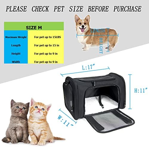 Soft Sided Carrier for Small Medium Cats Dogs,TSA Airline Approved Collapsible Travel Pet Carrier Medium Black - Image 4