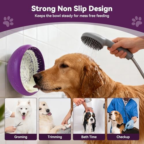 Dog Lick Bowl, Anxiety Relief Lick Mat for Dogs, Non-Slip Freeze Licking Bowl Enrichment Puzzle Feeder for Distraction, BPA Free Silicone, Dishwasher Safe(Purple-Large) - Image 6