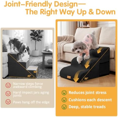 Topmart 3 Tiers Foam Dog Ramps,Non-Slip Pet Step,Extra Wide Deep Dog Stair - Image 2