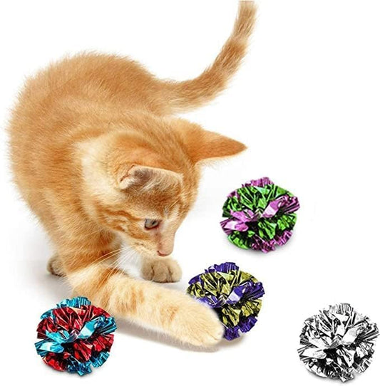 SunGrow Cat Crinkle Balls (Multicolor, 6 Pieces)