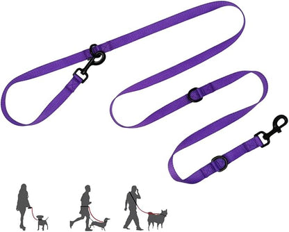 Multifunctional Hands Free, 6.5ft Nylon Adjustable Training Crossbody Dog Leash for Small/Medium/Walking Running Hiking Dog Leash (Purple)