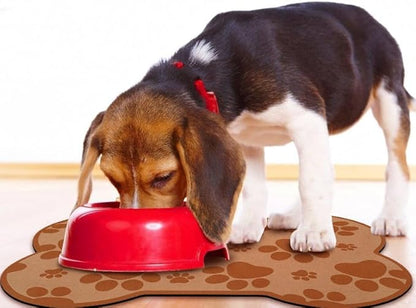 Dog Food Mats for Floors Waterproof, Pet Feeding Absorbent Water Bowl Mat Cat Placemats Brown Bone Shape 25.5 * 17 inch