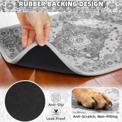 PUPTECK Dog Food Mat, Absorbent Pet Feeding Bowl Mat, Non-Slip Dog Mat for Food and Water, Quick Dry No Stains Cat Placemats Pet Supplies for Messy Drinkers, Grey 16"x24" - Image 4