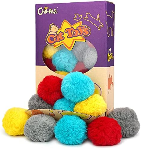 CHIWAVA 24PCS 1.8" Catnip Furry Cat Toys Ball Soft Pom Pom Balls Kitten Toy by Chiwava