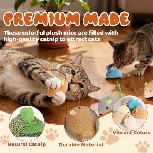 24 Pack 2.36" Colorful Cat Mouse Toy with Catnip for Indoor Cats - Image 3