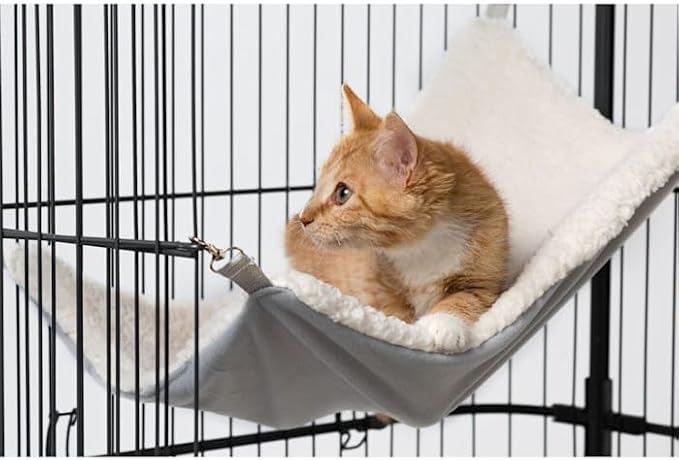 Prevue Pet Products Replacement Hammock - Cat Accessories for Cages, Hanging Bed, Soft & Comfortable with Metal Clips for Hanging, for Guinea Pigs, Rats, Ferrets, Chinchillas, & Small Animals - Gray