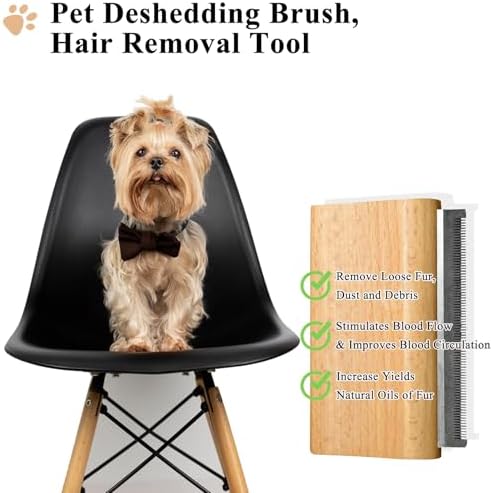 Wooden Deshedding Brush for Dogs, Cats & Horses, Deshedding Grooming Tool Curry Comb Pet Hair Removal Tool, Deshedding Dog Brush Combs for All Hair Types, 4.33 Inch - Image 3