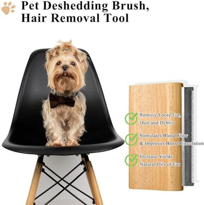 Wooden Deshedding Brush for Dogs, Cats & Horses, Deshedding Grooming Tool Curry Comb Pet Hair Removal Tool, Deshedding Dog Brush Combs for All Hair Types, 4.33 Inch - Image 3