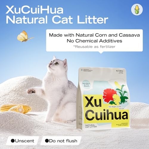 XuCuiHua Natural Cat Litter Unscented, 100% Plant-Based, Strong Clumping Litter, Easy Scooping, Clumps Lift Cleanly, Chemical-Free, Low Dust, Corn & Cassava Litter, 16.5 LB (5.5 LB x 3 Bags) - Image 5