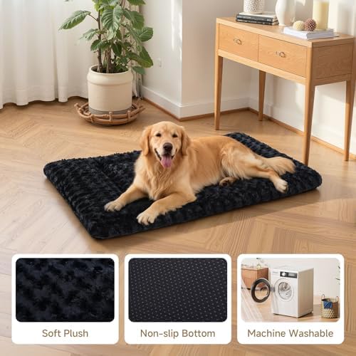 Exsnugy Washable Dog Bed Mat Large Size Fluffy Pet Crate Pad 48x30 XXL - Image 4