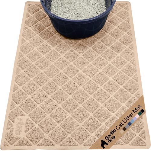 GORILLA GRIP Cat Litter Box Mat, Coiled Mesh Trapping Mats, 30x20 Beige by Unknown