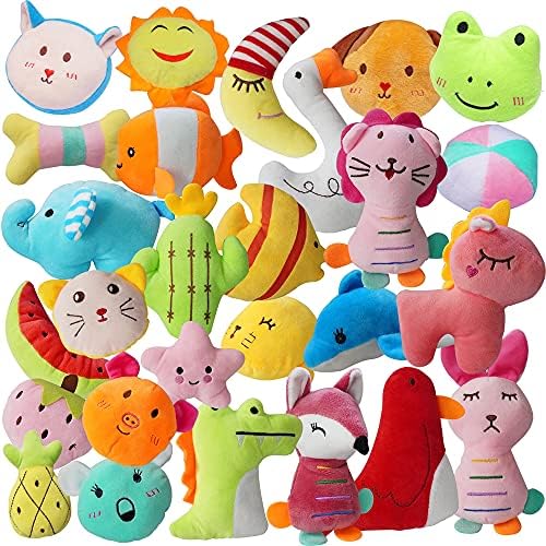 27 Pack Puppy Squeaky Toy Cute Bulk Plush for Small Dogs by YUNKINGDOM