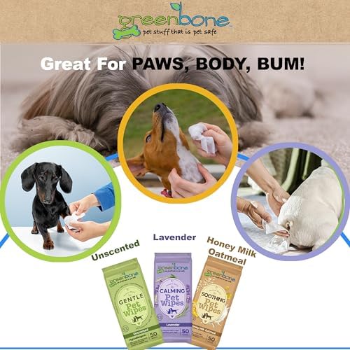 Greenbone On-the-Go Pet Wipes Bundle Pack - 150 Total Wipes (50 Each of Unscented, Lavender, Honey Milk Oatmeal) - Gentle Cleaning for Dogs and Cats - Image 7