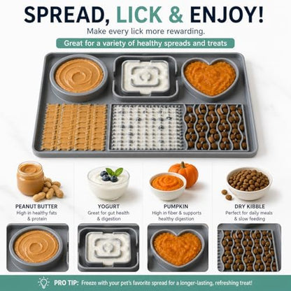 6-Zone Dog Lick Mat & Slow Feeder – Silicone Enrichment Feeding Mat for Dogs & Cats – Anxiety Relief, Slows Eating, Suction Cup, Dishwasher Safe – BPA Free Pet Feeding Mat (Black) - Image 7