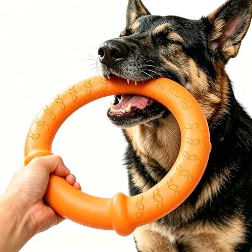 LaRoo Dog Ring Toy, Durable Soft Flying Disc, Thickened, Floatable Dog Chew Ring for Medium Large Dogs, Interactive Tug of War & Fetch Toy for Outdoor Training, Teeth Cleaning & Exercise (Orange) by LaRoo