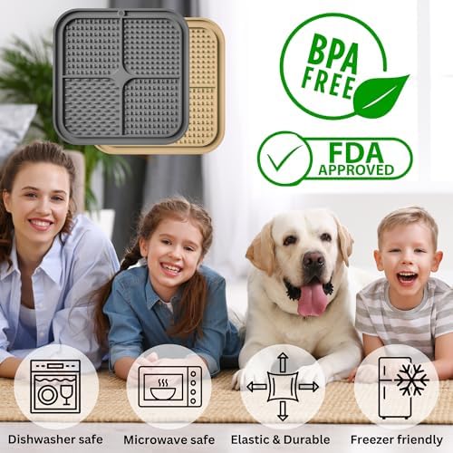 Dog Lick Mat - 2 Pack Slow Feeder for Dogs & Cats to Keep Them Busy Ideal for Grooming & Bathing - Anxiety Relief & Calming - Image 4