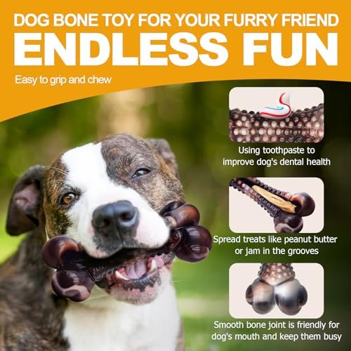 Dog Chew Toys for Aggressive Chewers, 2Pack Indestructible Dogs Bone Toy for Large Small Medium Breeds, Durable Tough Nylon Dog Toys To Keep Them Busy, Puppy Teething Dogs Toy Bone, Beef&Bacon Flavor - Image 4