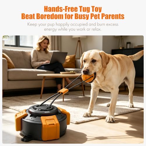 Suction Cup Dog Tug of War Toy for Aggressive Chewers, Interactive Self Play Chew, Puppy Teething Enrichment Puzzle for Mental Stimulation, Dogs Indoor Outdoor (Yellow) - Image 2
