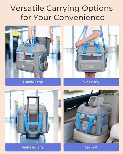 Expandable Cat Dog Carrier: NOBLE DUCK Soft-Sided Pet Carrier Airline Approved Large Small Medium Collapsible Portable Travel Up to 25 Lbs Black - Image 5