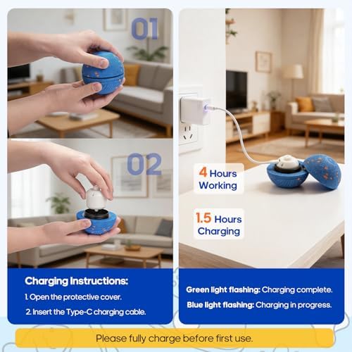Interactive Dog Toys Ball with Chew-Resistant E-TPU Material, Smart Automatic Rolling Ball Toys for Small, Medium & Large Dogs, 2 Modes Rechargeable Moving Bouncing Dog Ball - Image 4