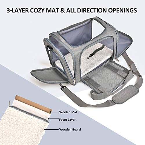 Henkelion Cat Carriers Dog Carrier Pet Carrier For Small / Medium Cats Dogs Puppies (Up To 15lbs), TSA Airline Approved Small Dog Carrier Soft Sided, Collapsible Waterproof Travel Puppy Carrier - Grey - Image 2