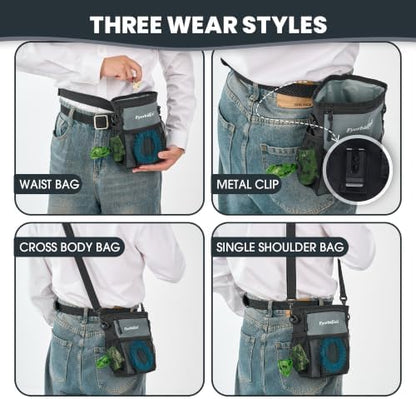 Dog Treat Pouch, 4 Cup Training Bag, Magnetic Closure, 3 Way Wear, Gray - Image 4