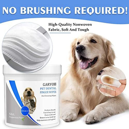 Pet Dental Fingers Wipes, Oral Cleansing Teeth Wipes Pads for Dogs and Cats - Optimize Oral Health, Freshen Breath- 50 Count - Image 4