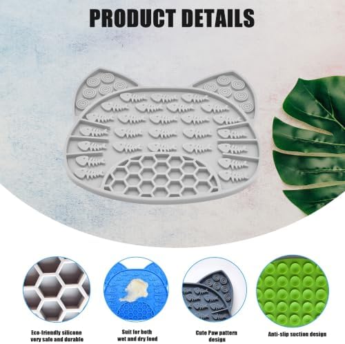 Lick Mat for Dogs and Cats, Anxiety Relief Licking Pad, Boredom Reducer, Snuffle Mat, Keeps Pets Busy, Perfect for Bathing and Grooming, 1 Pack (1Pack Light Grey) - Image 3