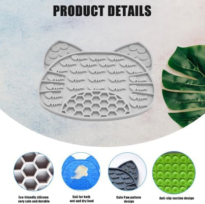 Lick Mat for Dogs and Cats, Anxiety Relief Licking Pad, Boredom Reducer, Snuffle Mat, Keeps Pets Busy, Perfect for Bathing and Grooming, 1 Pack (1Pack Light Grey) - Image 3