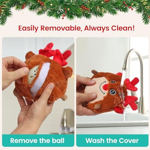 Senneny Christmas Dog Toys, Interactive Dog Toys Reindeer, Random Path Electric Automatic Moving and Rolling Dogs Toy, Motion-Activated Dog Ball with Plush Cover USB Rechargeable - Image 4