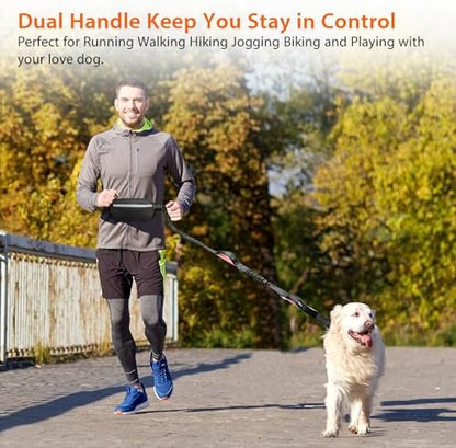 Uppetly Hands Free Dog Running Leash with Waist Belt, Dual Handle Elastic Bungees Retractable Rope for Medium and Large Dogs, Reflective Stitches for Walking Hiking Biking (Large Pink, 25-120lb - Image 6