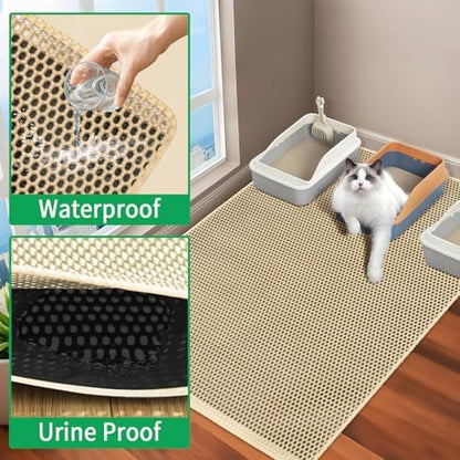 GRELY XL 47 x 28 Extra Large Double Layer Cat Litter Mat, Kitty Box Mat, Waterproof Urine Proof Non-Slip Cats Rug for Pet,Litter Trapping Mat - Image 6