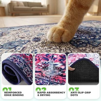 Hompet Cat Litter Mat 2 Pack, 24.8x54 Large Machine Washable Trapping Mats for Cats, Super Absorbent & Urine-Proof Cat Litter Box Mat for Floor, Waterproof & Non Slip Kitty Litter Rug - Image 5