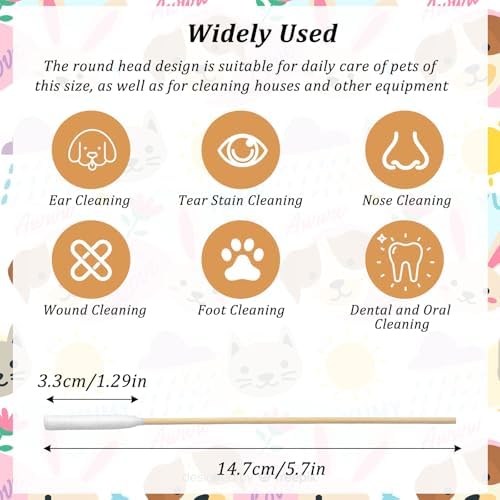 100 Pcs Large Cotton Swabs 6 Inch Dog Ear Swabs with Bamboo Handle for Dogs Soft Cotton Gentle and Lint-Free Dog Ears Clean Tips for Ear Cleaning Pet Care - Image 2