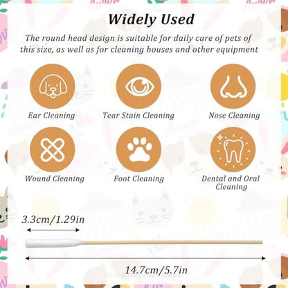 100 Pcs Large Cotton Swabs 6 Inch Dog Ear Swabs with Bamboo Handle for Dogs Soft Cotton Gentle and Lint-Free Dog Ears Clean Tips for Ear Cleaning Pet Care - Image 2