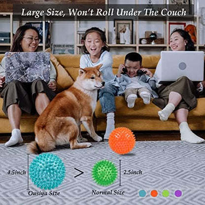 4.5”Dog Balls Squeaky Dogs Toys for Medium Large Dog Toys for Aggressive Chewers Spiky Ball Big Outdoor Chew Dogs Toys - Image 3