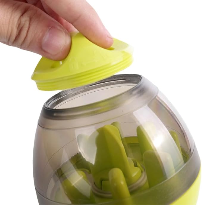 Interactive Dog Treat Toy Adjustable Treat Dispensing Ball Food Dispenser Tough Slow Feeder Puppy Enrichment Training Toy Pet Interactive Chase Toys for Small Medium Dogs Gift for Pets (Green)