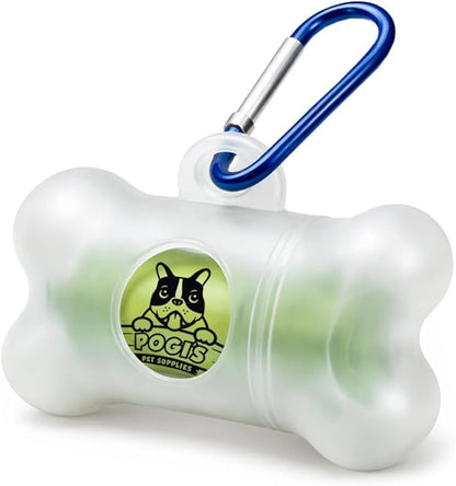 Pogi's Dog Poop Bag Dispenser with Metal Carabiner Clip - Includes 15 Pogi's Poop Bags for Dogs