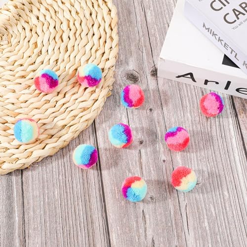 KALIONE 30 Pcs Soft Plush Cat Ball 1.2-inch Rainbow Cat Toy Balls Fuzzy Kitty Balls Kitten Puff Balls Colorful Cat Pom Pom Balls for Cat Kitten Pet Playing Exercising - Image 5