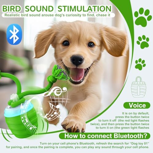 Interactive Dog Toy, [Newly Upgraded] Motion Activated Rolling Squeaky Ball for Medium/Large Dogs, Automatic Moving Dogs Ball for Boredom, USB Rechargeable(Green) - Image 4
