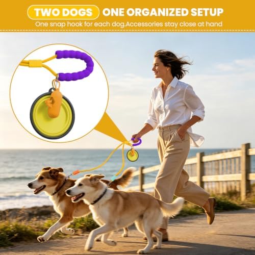 Double Dog Leash, Hands Free Dog Leash Set w/Sponge Handle, Adjustable 4.9-9.8ft for Walking Jogging Running, Multifunctional Handheld Crossbody Waist for Small Medium Dogs - Image 4