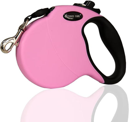 Retractable Dog Leash Hands-Free Adjustable Length 16ft with Safety Lock Durable Nylon Belt for Small Medium Large Dogs Easy Walk Training Portable Dog Leash Pink L