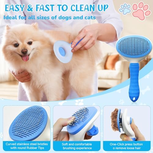 Dog Brush & Grooming Kit – 9-Piece Pet Brush & Deshedding Set for Shedding, Bathing, Trimming & Nail Care | Grooming Tools for Dogs & Cats, Includes Comb, Nail Clipper, Scissors, Slicker Brush (Blue) - Image 4
