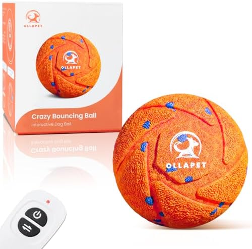 Smart Interactive Dog Toys - Auto Bouncing & Rolling Ball, 3 Interactive Modes, Chew-Resistant E-TPU Material, IPX7 Waterproof, Smart Chase Pet Toy Ball for Medium and Large Dogs - Orange by OllapetPet