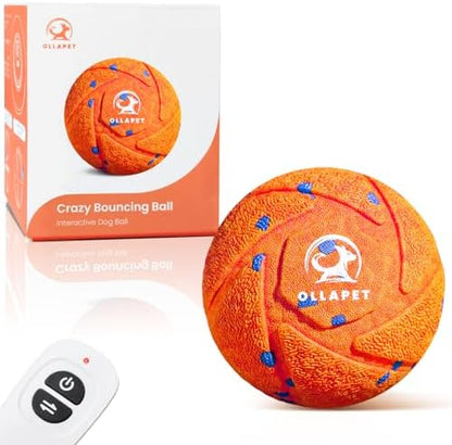Smart Interactive Dog Toys - Auto Bouncing & Rolling Ball, 3 Interactive Modes, Chew-Resistant E-TPU Material, IPX7 Waterproof, Smart Chase Pet Toy Ball for Medium and Large Dogs - Orange by OllapetPet