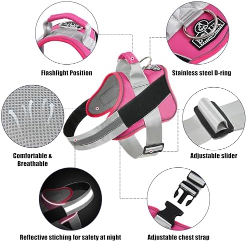 Dog Harness, No-Pull Reflective Dog Vest, Breathable Adjustable Pet Harness with Handle for Outdoor Walking - No More Pulling, Tugging or Choking (Fuchsia, Small (Pack of 1)) - Image 2